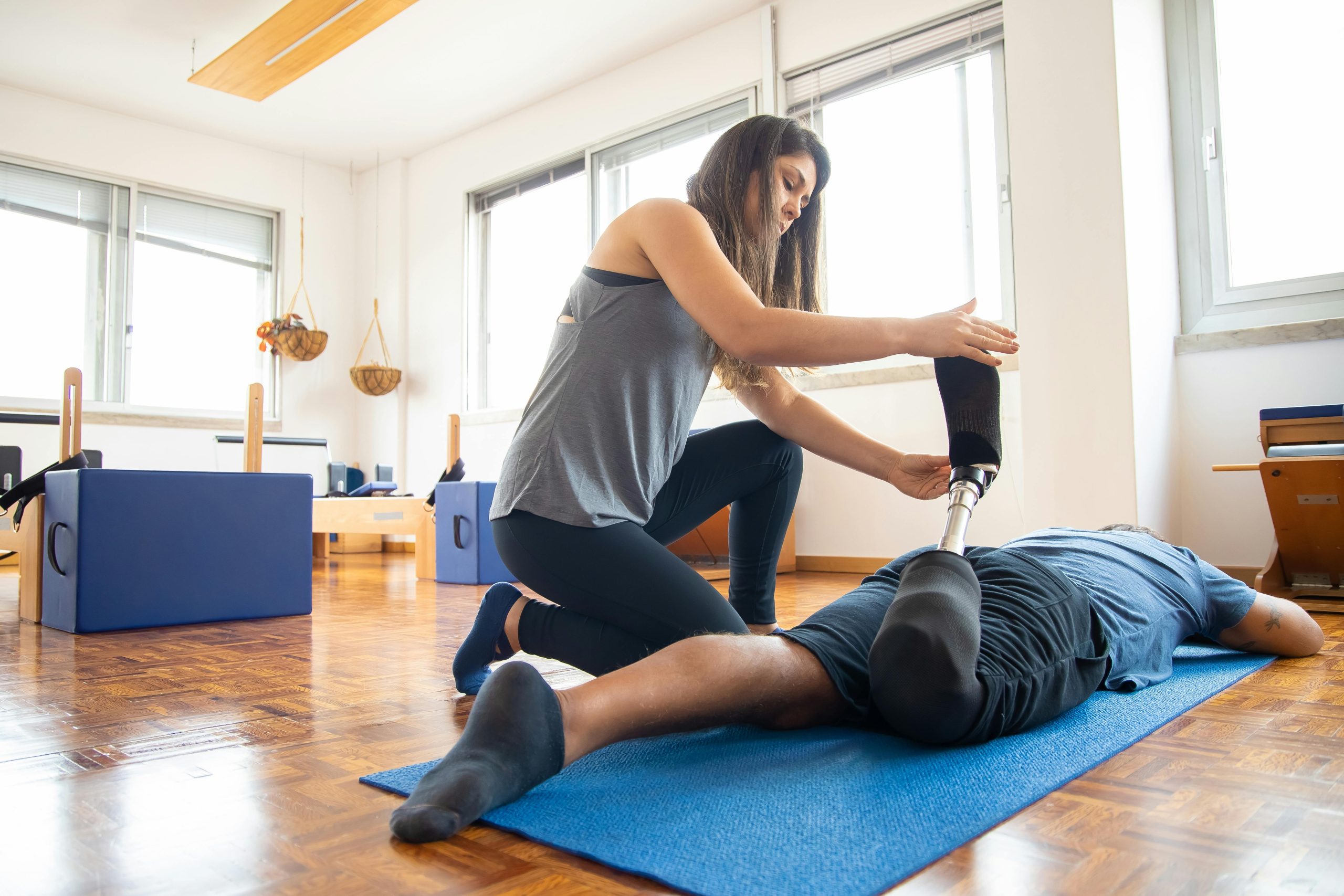 Patient receiving treatment in a physio room